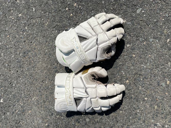 White Maverik 13" Max Lacrosse Gloves