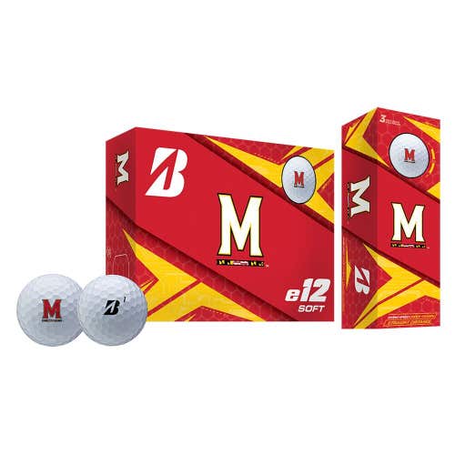 Bridgestone Golf e12 Soft NCAA - 6 Golf Ball Pack -Half Dozen - Maryland Turpins