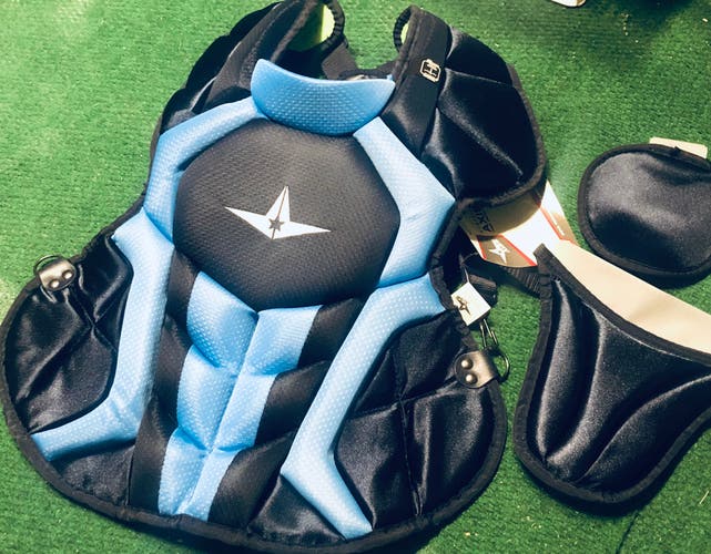 All Star Intermediate System7 Axis Elite Travel Catcher Chest Protector & Leg Guards - Navy/Columbia