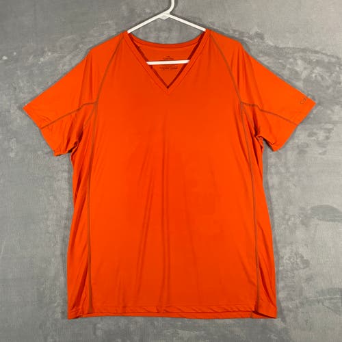 Calvin Klein T Shirt Mens Extra Large Orange Short Sleeve V-Neck Flex Nylon Wick