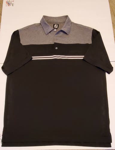 GUC Mens Footjoy Short Sleeve Golf Polo Shirt Size Large Black