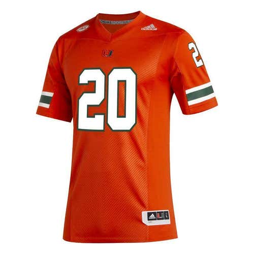 NWT men's small Adidas Miami Hurricanes Authentic Home Football Jersey #20 FT1569