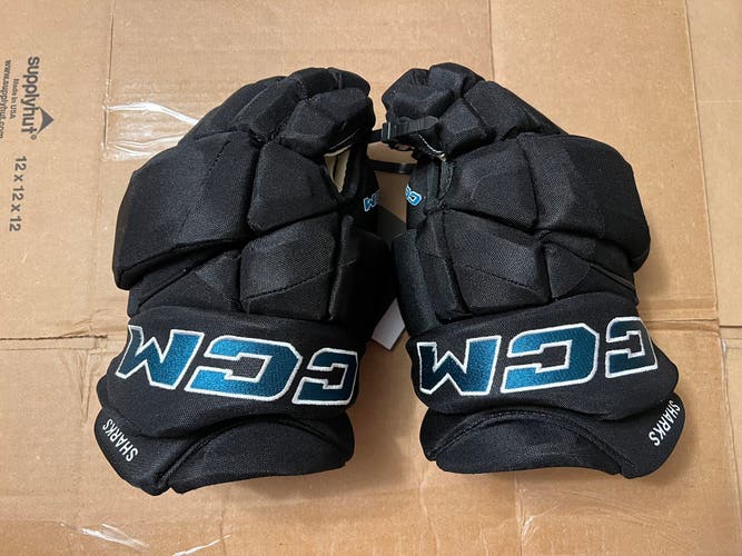 New San Jose Sharks CCM HGPJSPP Pro Stock Gloves 13”