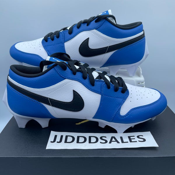 Nike Jordan 1 Low TD Football Cleats White Royal Blue FJ6245-104 Men's Size  13.