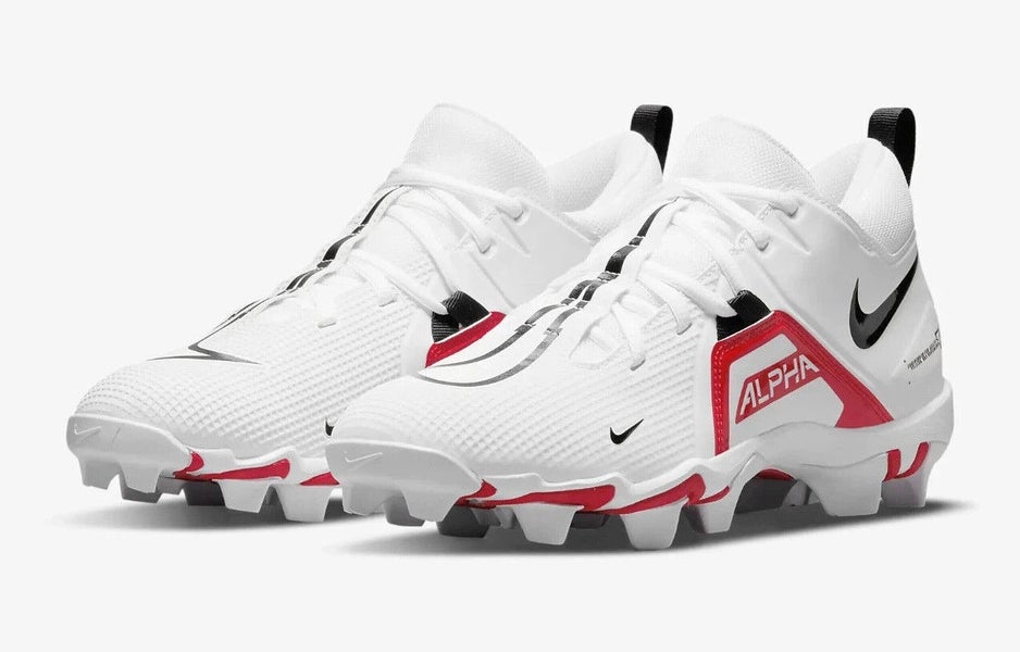 new mens 10 nike alpha menace shark 3 mid molded football/lacrosse cleats white cv0582