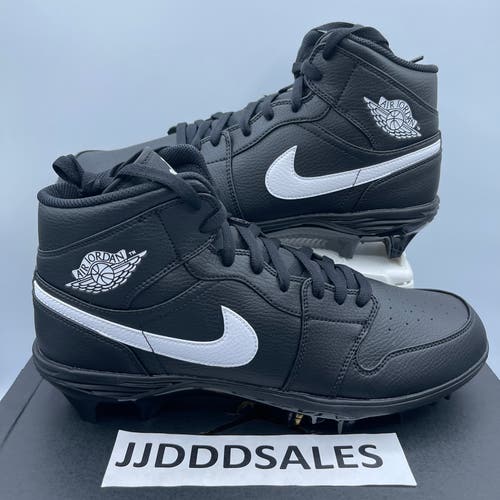 Nike Air Jordan 1 Mid TD Black White Football Cleats FJ6805-001 Men’s Size 12