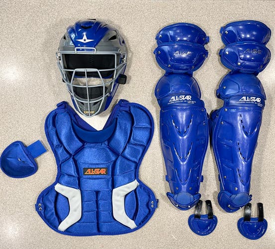 Royal Blue All-Star Catcher’s Equipment Gear Set - Leg Guards Chest Protector