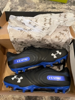 New Adult Under Armour Football Cleats Size 13.5 - UA Team Nitro Low MC Black and Blue