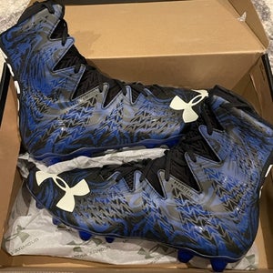 New Men's Size 15 Molded Cleats Under Armour High Top Highlight MC Black and Blue
