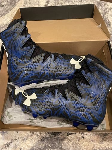 New Men's Size 15 Molded Cleats Under Armour High Top Highlight MC Black and Blue