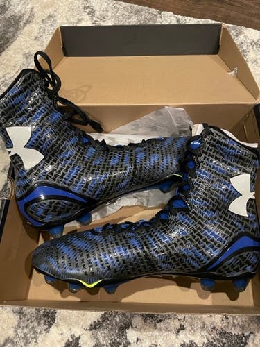 New Men's Size 12 Molded Cleats Under Armour High Top - UA Team Highlight MC -Black/Blue