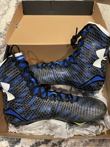 New Men's Size 10 Molded Cleats Under Armour High Top - UA Team Highlight MC -Black/Blue