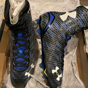 New Men's Size 10 Molded Cleats Under Armour High Top - UA Team Highlight MC -Black/Blue
