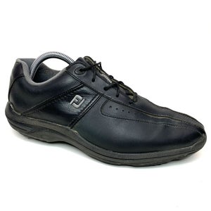 FootJoy GreenJoy Mens Size 9 M Black Leather Golf Shoes Spikes Cleats 45312