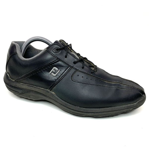 FootJoy GreenJoy Mens Size 9 M Black Leather Golf Shoes Spikes Cleats 45312