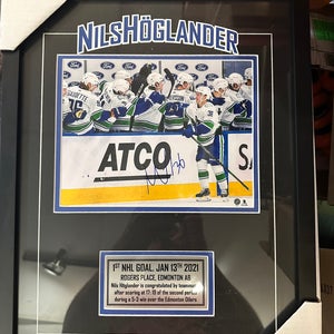 Nils Hoglander Vancouver Canucks signed framed photo with COA