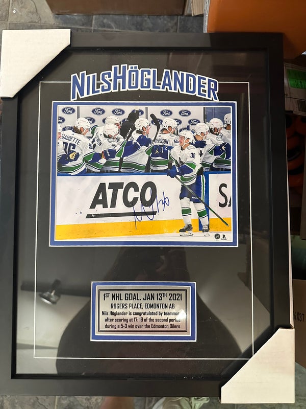 Nils Hoglander Vancouver Canucks signed framed photo with COA