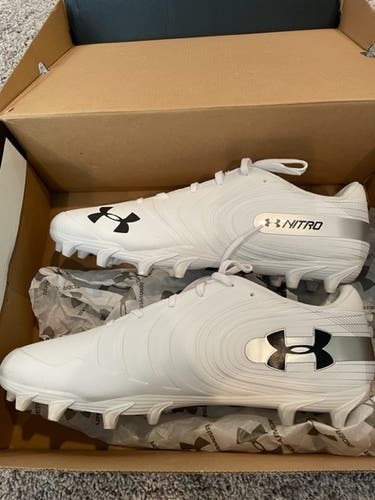 Adult Under Armour Football Cleats - UA Team Nitro Low MC WHITE - Size 13.5