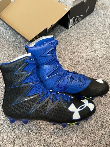 New Men's Size 13 Molded Cleats Under Armour High Top - UA Team Highlight MC -Black/Blue/White