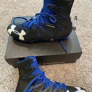 New Men's Size 10 Molded Cleats Under Armour High Top - UA Team Highlight MC -Black/Blue/White
