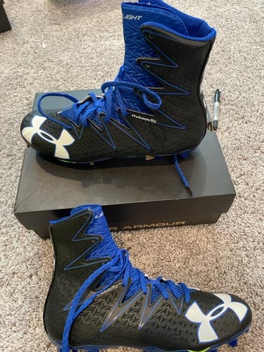 New Men's Size 10 Molded Cleats Under Armour High Top - UA Team Highlight MC -Black/Blue/White