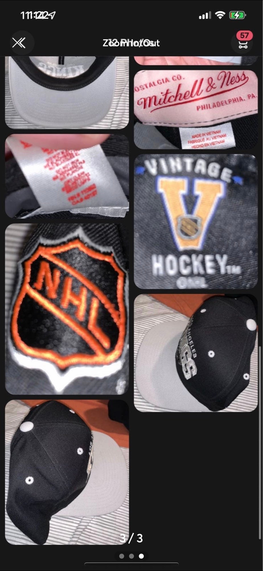 Mitchell and Ness Vintage Hockey NHL Los Angeles Kings Black Gray Snapback  Hat