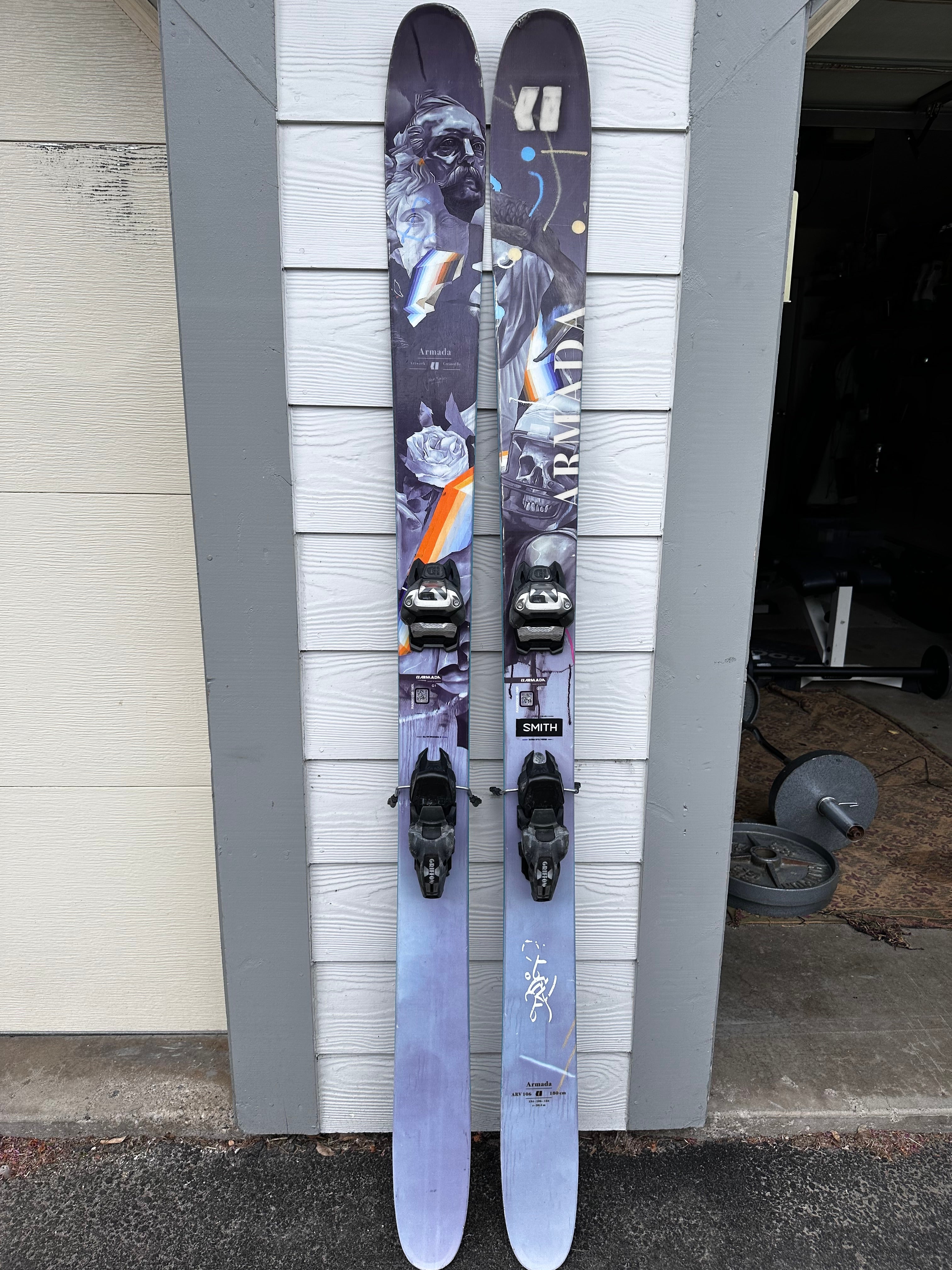 Used Men's 2021 Armada 180 cm All Mountain ARV 106 Skis With Bindings Max  Din 18 SidelineSwap