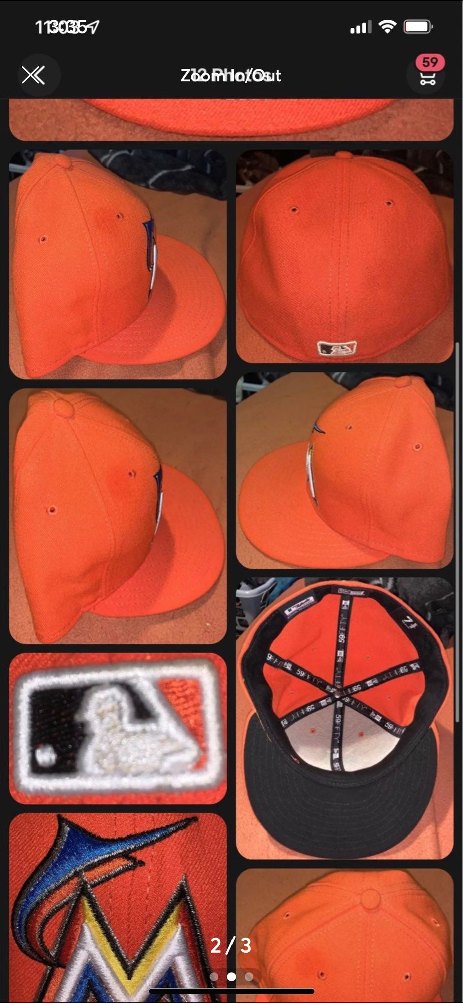 Miami Marlins New Era Fitted Hat Orange 7 3/8