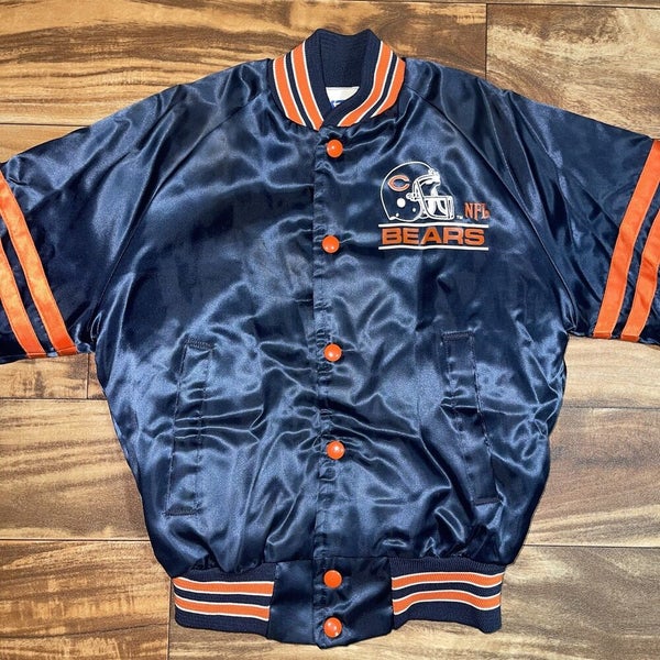 Vintage Chicago Bears Jacket Chalk Line Bomber Satin NFL Youth Kids Size  10/12