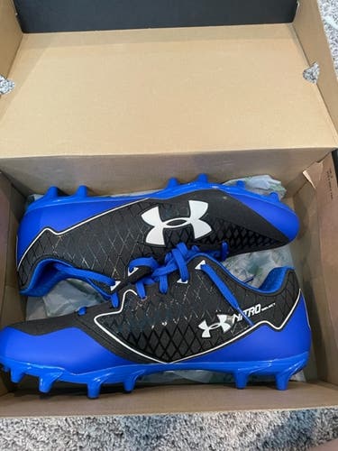 New Adult Under Armour Football Cleats - UA Team Nitro Select Low MC Black and Blue - Size 15
