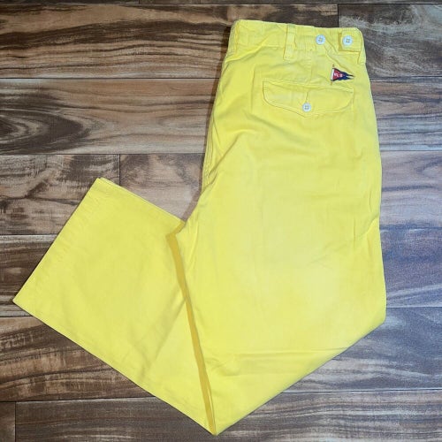 Vintage Polo Ralph Lauren ~ Yellow RL-5 Khaki Golf Chino Pants Men’s Sz 32x27