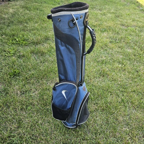 NIKE Youth Golf Bag Junior Carry Black Blue 34" Tall 3-Way Divider Missing Stand