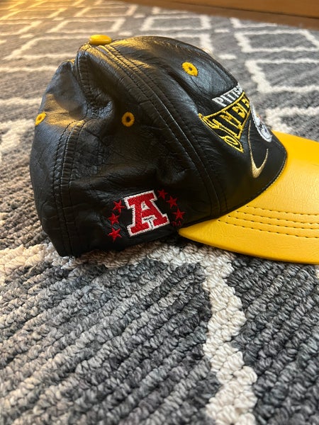 VINTAGE Pittsburgh Steelers Genuine Leather Hat Spell Out Made in