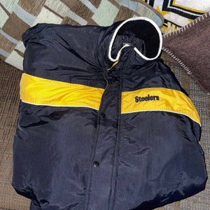 Pittsburgh Steelers Windbreaker Jacket Men Large PUMA Yellow NFL Football  Hooded