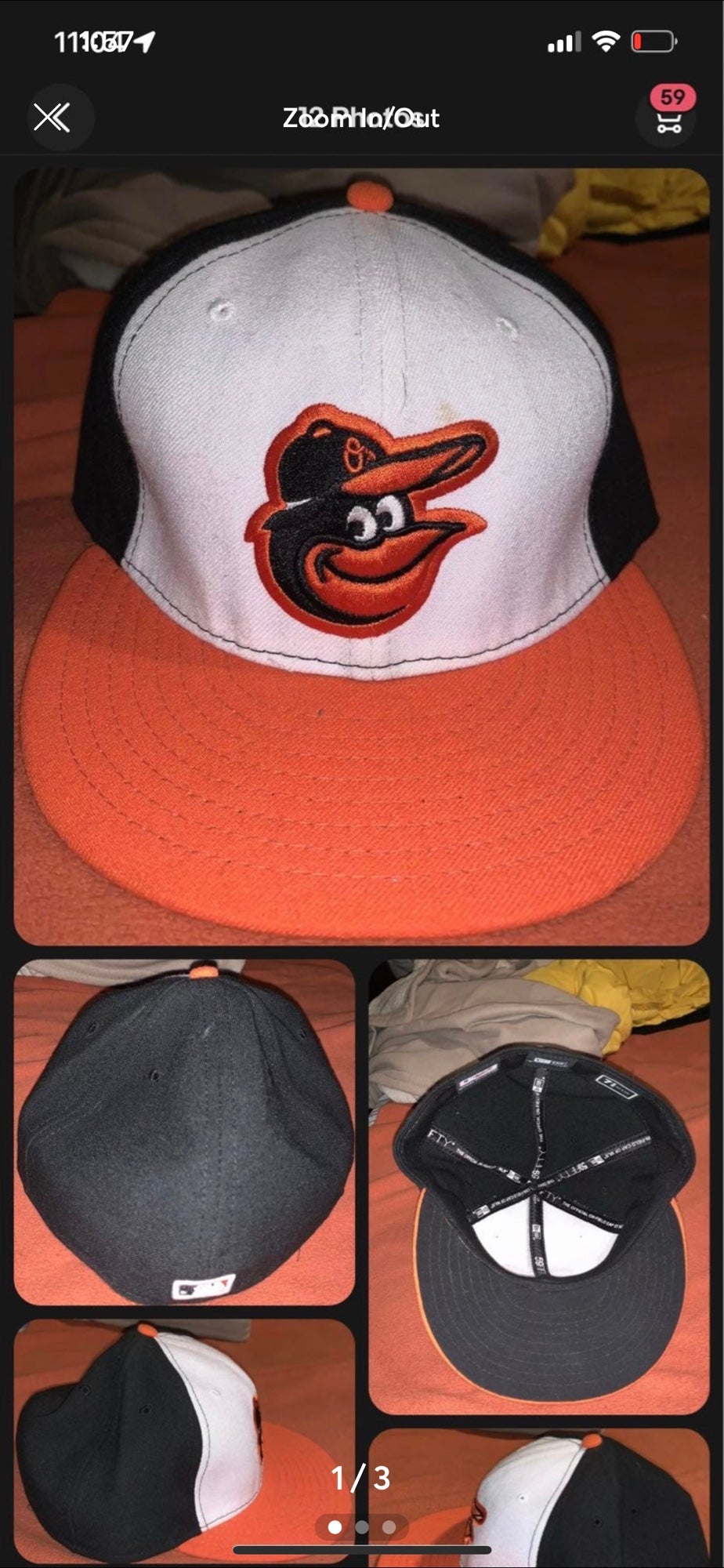 Official MLB Baseball New Era Baltimore Orioles Fitted Hat Size 7,5/8 Mens  Used.