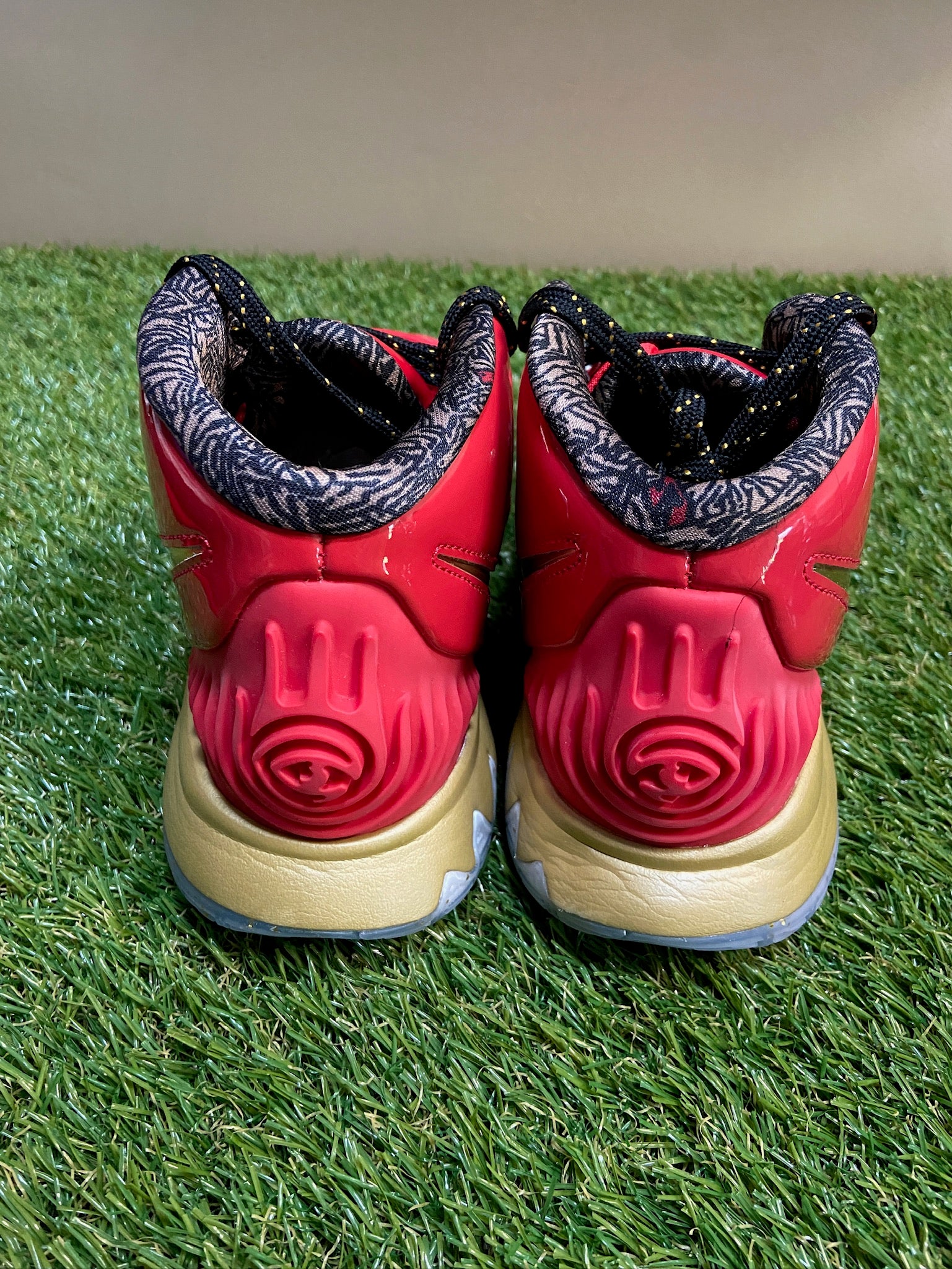 kyrie shoes red and gold