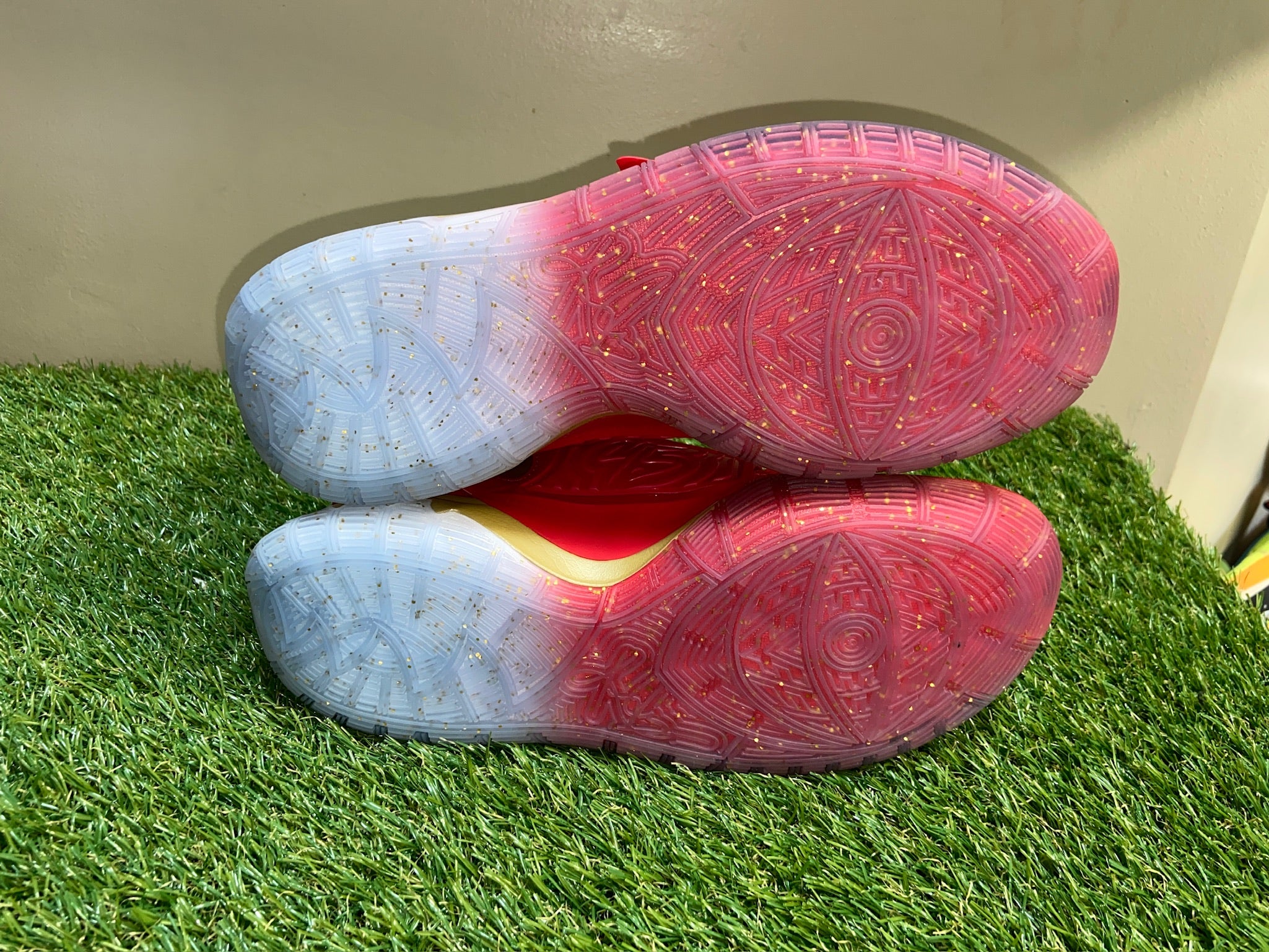 kyrie shoes red and gold