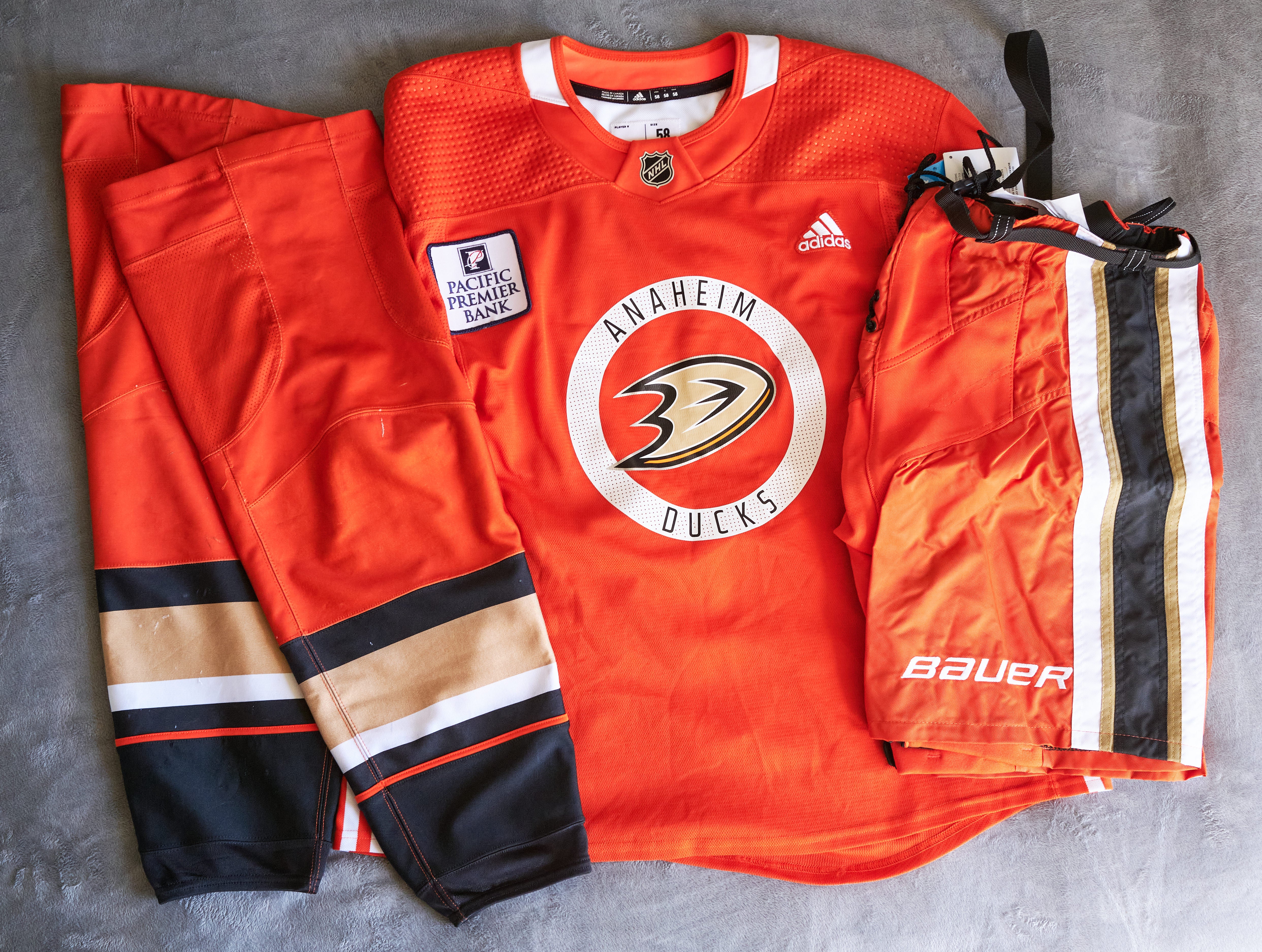 Anaheim Ducks NHL Adidas MIC Team Issued Pro Stock Practice Jersey Size 58