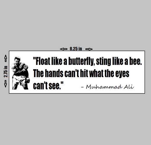 VINYL STICKER - Muhammad Ali Boxing Motivation Wall Art Quote Dreams Scare you Float Butterfly Sting