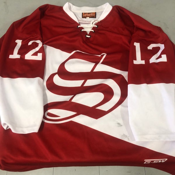 Musicians mens large red/white game jersey #12 (FREE SHIPPING)
