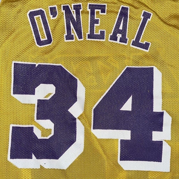 Vintage 90s Champion Boys Youth Lakers Shaq Basketball Jersey Size Medium  10-12
