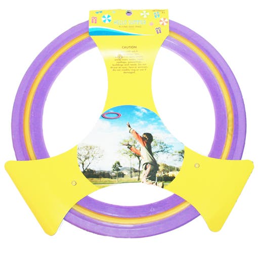 Flying Disc Ring Purple Yellow 11" Vinyl Gliding Toy - Fun Outdoor Activity 2017