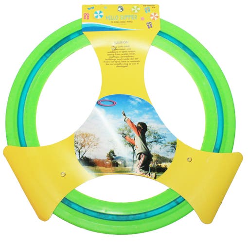 Flying Disc Ring - Green Blue 11" Vinyl Gliding Toy - Fun Outdoors Activity 2017