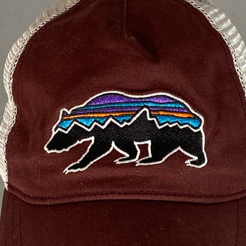 Patagonia Fitz Roy Bear Midcrown Trucker Hat Adult Snapback Brown Mesh Rare Logo