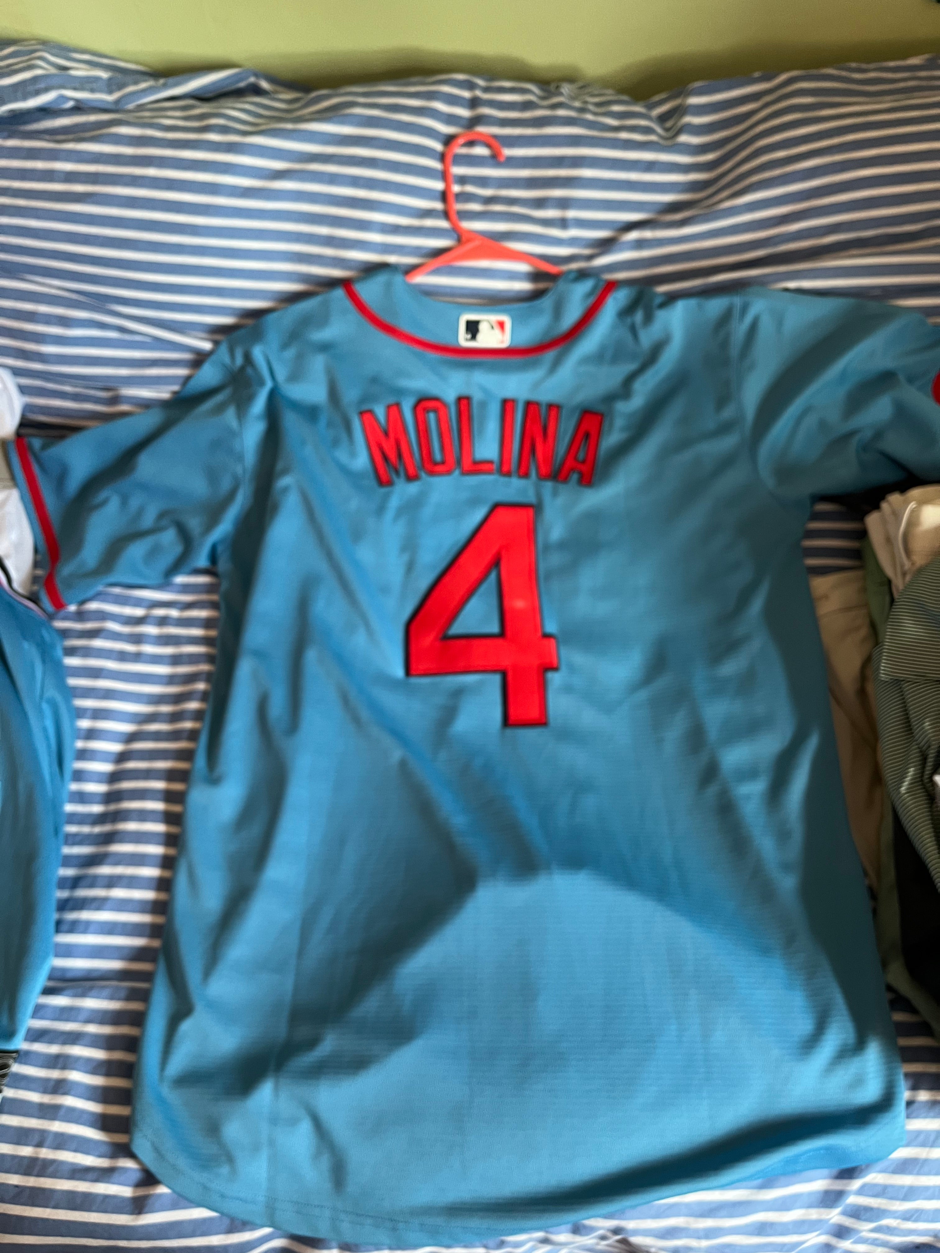 Yadier Molina Cardinals Alternate Blue Used Large Men's Nike Jersey