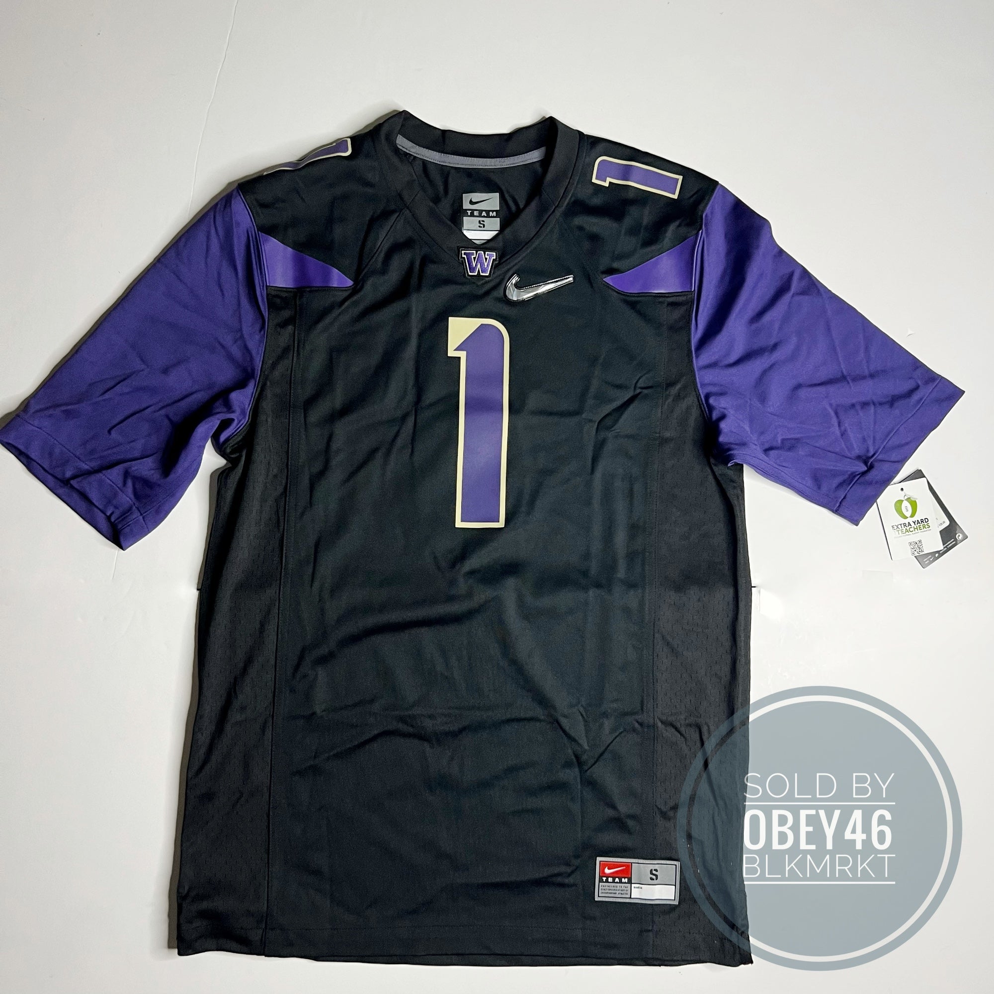 NIKE Washington Huskies #1 Black Purple Football Jersey