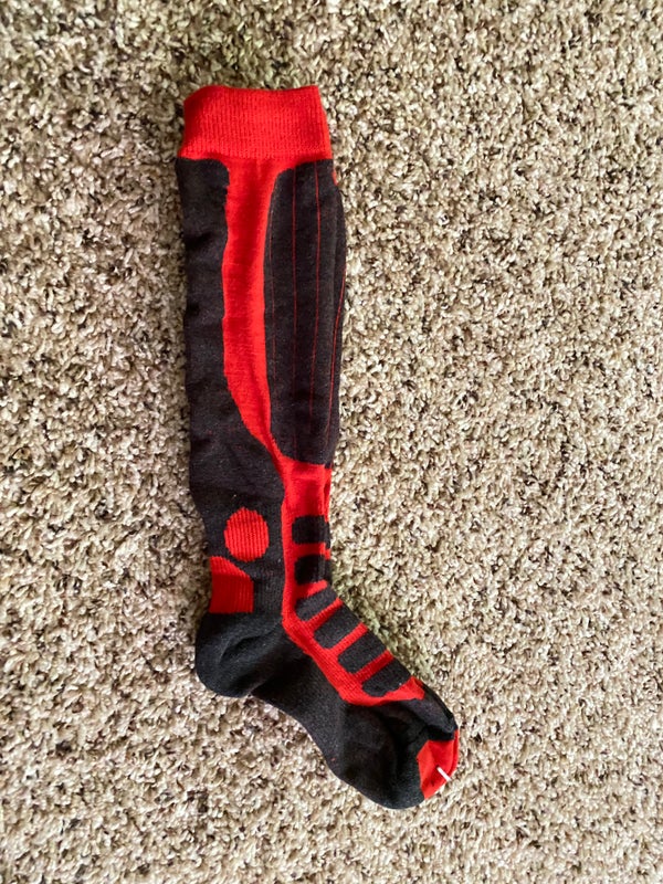 New Lightweight Ski Sock.merino wool/nylon blend.Women's M. Youth's M.red black