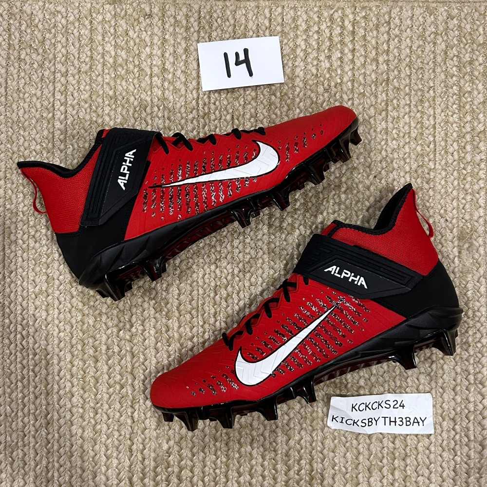 Nike Alpha Menace Pro 2 Mid Football Cleats AQ3209-601 Red Black Mens size 14