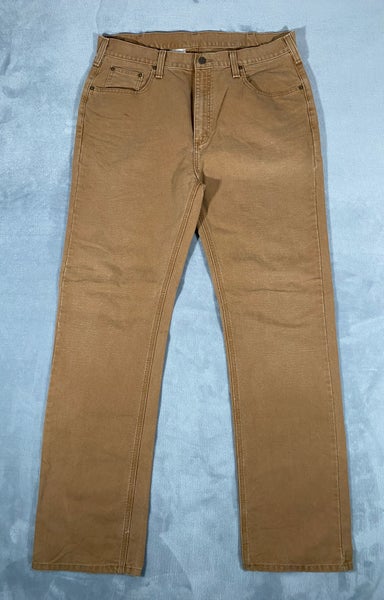 Carhartt Pants Mens 38x36 Tan Weathered Duck 5-Pocket Relaxed Fit Casual  Jeans