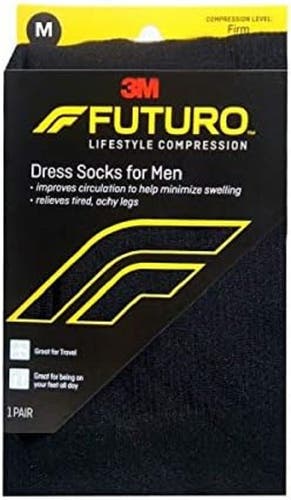 Futuro Restoring Dress Socks for Men Medium Firm Black (20-30 mm/HG), Large